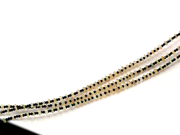 楽天市場】神秘的なオパール×ブラックスピネルの3連ロングネックレス  