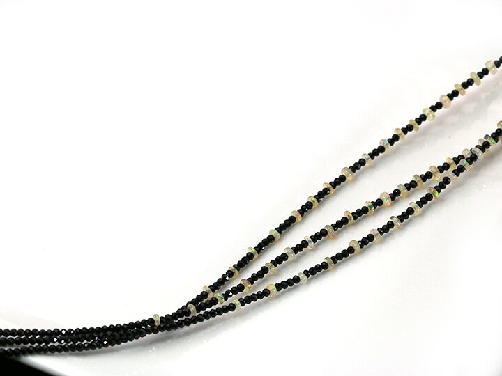 楽天市場】神秘的なオパール×ブラックスピネルの3連ロングネックレス  