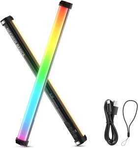 NEEWER BASICS SL�V���[�Y RGB�X�e�B�b�N���C�g �}�O�l�b�g�� �`���[�u�^�B�e�p���C�g 12�C���`or21�C���` �莝�� LED�r�f�I���C�g 8W or 14W �F���x2700K-6500K �����\ CRI95 51���RGB���[�h 2000mAh�o�b�e