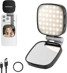 NEEWER NL45B �� BASICS �X�}�z���B�胉�C�g �����O���C�g �}�O�l�b�g�� MagSafe iPhone�Ή� �B�e�p���C�g 2W �����FCRI95+ ��F �����\ 2500K-9000K�F���x 680lux/0.3m ���^�y�� �[�d�� LED�r�f�I���C�g �~���[