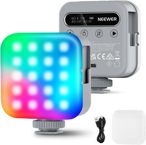 NEEWER BASICS BL60C RGB�r�f�I���C�g �}�O�l�b�g�� 360°�t���J���[ �B�e���C�g ���^ �y�� ���C�J�������C�g �����F�� 2500-9000K CRI96+ 18�V�[������ �|�[�^�u�� 2000mAh�[�d�����C�g �~�j�|�P�b�g�Ɩ� ��