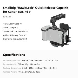 SmallRig �L���m�� EOS R6 V �p HawkLock �N�C�b�N�����[�X�P�[�W