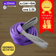 【レビュー高評価4.9】 スリングベルト 25mm幅 長さ1m〜6m ISO9001認証工場で製造 | ポリエステル製 ベル…