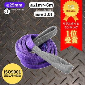 【pt5倍は2/10まで】 【レビュー高評価4.6以上】 スリングベルト 25mm幅 長さ1m〜6m ISO9001認証工場で製造 | ポリエステル製 ベルトスリング 繊維ベルト 荷締め 玉掛け 荷吊りベルト 吊上げ ロープ 牽引 クレーンベルト 運搬 運送 使いやすい 締め具 吊り具 CEマーク