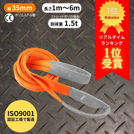【pt5倍は2/10まで】 【レビュー高評価4.7以上】 スリングベルト 35mm幅 長さ1m〜6m ISO9001認証工場で製造 | ポリエステル製 ベルトスリング 繊維ベルト 荷締め 玉掛け 荷吊りベルト 吊上げ ロープ 牽引 クレーンベルト 運搬 運送 使いやすい 締め具 吊り具 CEマーク