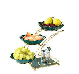 フルーツバスケット フルーツ かご 3層のフルーツボウル フルーツフォークとフルーツフォークのスタンドのキッチンカウンター 家の装飾 テーブルの装飾