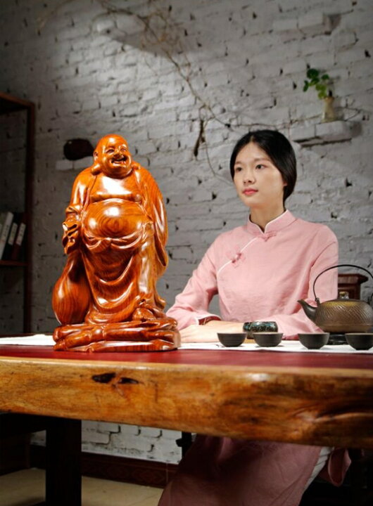 楽天市場】仏像 木彫り 七福神 布袋 様 布袋さんの置物 木像 木製 