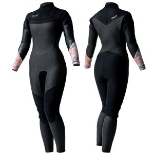 オニール(O'NEILL)ウイメンズスーパーフリークフルスーツウェットスーツ長袖長丈バックノンジップレスフロントロングチェストジップ5*3mm SUPERFREAK for SURF FULLSUITSラバージャージ/ブラックブラ