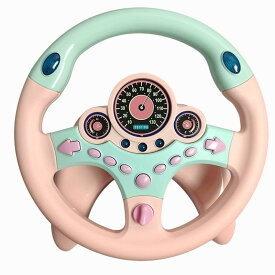 ハンドルおもちゃ ドライブハンドルおもちゃ 知育玩具 ミュージックでGO のりのりドライブハンドル 子供 クリスマス プレゼント 日本語説明書付き 英語発音6+ (ピンク)