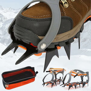 アイゼン 12本爪 本格登山に サイズ調整可 高強度マンガン鋼製 ストラップ式 ベルトタイプ コバがない登山靴にも対応 縦走から登攀までオールラウンドに活躍 軽量コンパクト 専用収納ケー