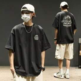 Tシャツ メンズ /マルチロゴパターンTシャツ/ コットン 大人 おしゃれ ロゴ ティーシャツ バックプリント ワンポイント メンズtシャツ 白tシャツ 半袖 春 夏 夏服 春服 クルーネック ブランド高校生 中学生 男子 Tシャツ