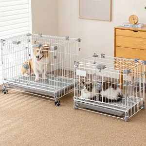 ペットケージ 猫犬兼用 小型犬 中型犬用 折りたたみ式 2ドア仕様 上開き&正面開き 丈夫なスチール製 キャスター付き 室内用 サークル 簡単組立