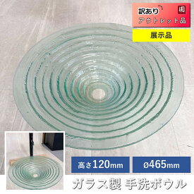 【展示品】 ガラス製手洗いボウル　縦約465mm×横約465mm×厚み約120mm　おしゃれ　洗面