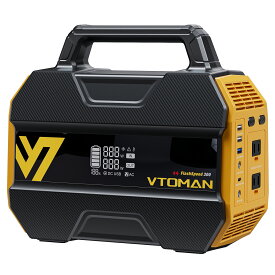 ［中古品］VTOMAN FlashSpeed 300 ポータブル電源 230Wh 定格出力300W 瞬間最大600W PD100W出力 リン酸鉄リチウムイオン電池 長寿命 BMS電池保護 パススルー機能 7つ出力ポート コンパクト 純正弦波 AC100V ソーラー充電 停電対策 防災対策