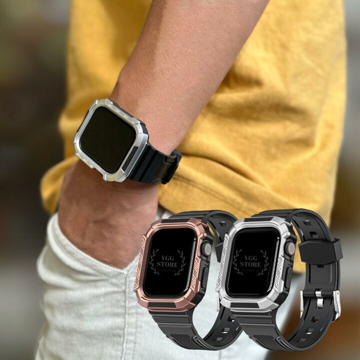 楽天市場】Apple Watch バンド ベルト 一体型 SR ケース付 黒 銀 銅  