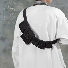 マシンガン バッグ 5連 ショルダー チェストバック クロスボディ 2カラー サバゲー アウトドア ミリタリー クロスバッグ メンズ 黒 ブラック 韓国ファッション