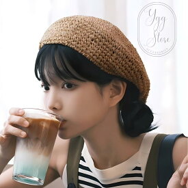 【新色入荷】ベレー帽 レディース ペーパーハット 麦わら 春夏 サマーベレー ハット 涼しい 日焼け対策 サイズ調整 帽子 ファッション おしゃれ 韓国 ナチュラル 黒