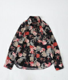 衣櫻 1566b　唐獅子牡丹 ブラック シーチング素材 長袖レギュラーカラーシャツ 日本製 メンズ 伝統 着物 国産 霞舞桜　和柄 日本 和風