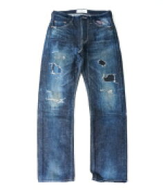 SCISSORMAN シザーマン 1001　KURASHIKI JEANS 久留米絣＆刺子切替 リアルユーズド クラッシュリメイクストレートジーンズ　岡山児島製　倉敷ジーンズ　児島ジーンズ　倉敷デニム　メンズ大人　リメイクデニム