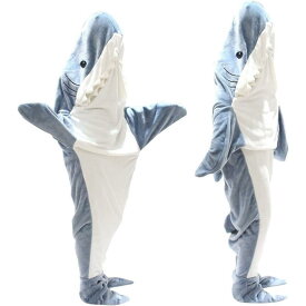 サメ寝袋 フランネル サメブランケット サメ着る毛布 きぐるみ パジャマ 大人用 寝袋 穿く毛布 着る毛布 かわいい ふわふわ おしゃれ 暖かい