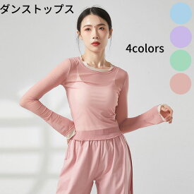 ダンス 練習着レッスン着 シアー バレエ 透け感 シースルー ストレッチメッシュ 長袖 トップス クラーデション 社交ダンス コンテンポラリー ダンス 衣装 ジャズ レディース ダンスTシャツ ダンスウェア 古典舞踊衣装 レッスンウェア 競技用 モダンダンス ヨガ衣装 海外通販