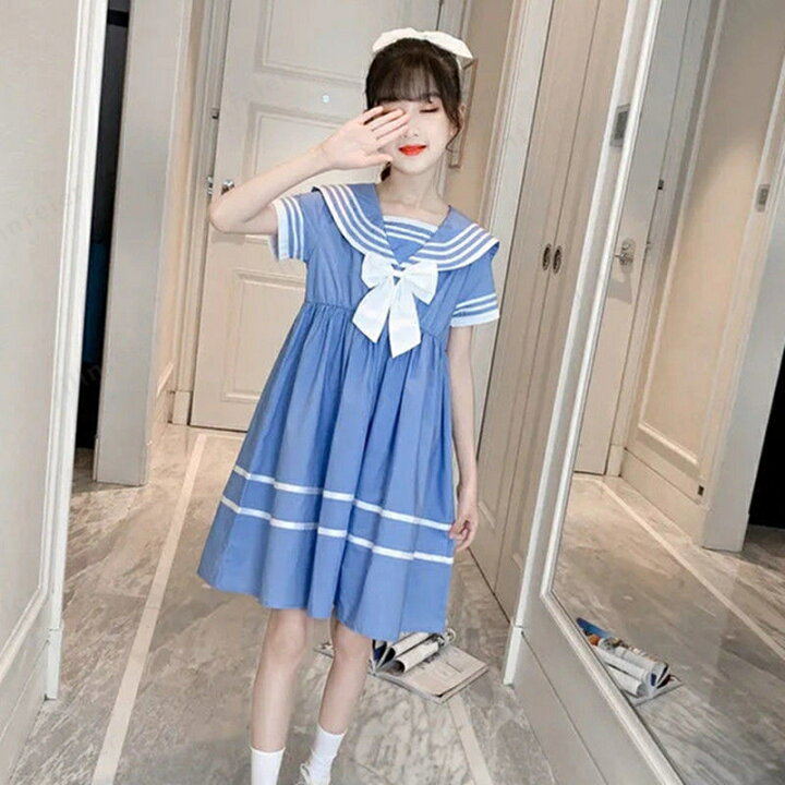 楽天市場】セーラー ワンピース 子供服 小学生 中学生 春夏 半袖  