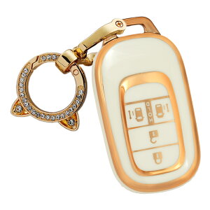 送料無料 ONTTO 本田に適用 スマートキーケース 保護 キーカバー ホンダ両側スライドドア キーバッグ 電気メッキ 可愛い 猫型バックル 新型N-BOX JF5 JF6 新型アコード ヴェゼルe:HEV シビック 新