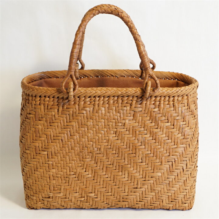 山葡萄 蔓 バック かご 籠 巾着 網代編み 職人の手作り - かごバッグ 