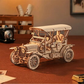DIY 3Dウッドパズル 木製 立体 パズル ロボタイム Robotime 木製手作り組み立てモデルダイレトロビンテージ車蒸気機関車3Dパズルクリエイティブ絶妙な装飾ホリデーギフト