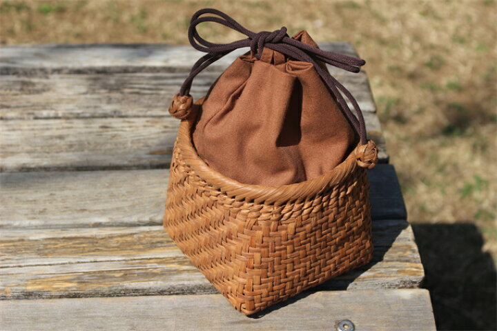 楽天市場】御幸籠 山葡萄 御幸篭 巾籠 野点篭 浴衣 巾着 かごバッグ  