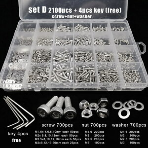Total 400/650/1140/2100X M1.6 M2 M2.5 M3 M4 M5 304 �X�e�����X�|�̘Z�p�Z�p�\�P�b�g�L���b�v�w�b�h�X�N�����[�{���g�i�b�g�Z�b�g�l�ߍ��킹�L�b�g