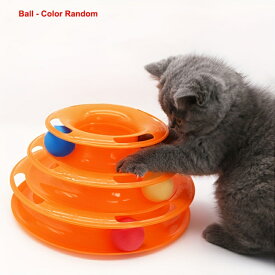 3段回転式キャットタワー、カラフルボール、室内用猫おもちゃ