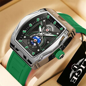 Lige-メンズスクエアクォーツ時計、シリコン、大型時計、ビジネス、ミリタリー、防水、スポーツファッション、カジュアル、新品