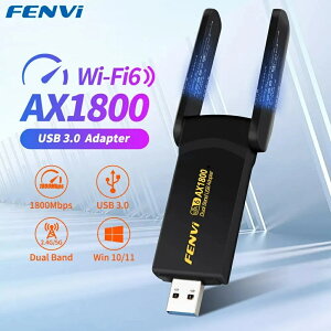 FENVI 1800Mbps WiFi 6 USB A_v^[fAoh 2.4G/5Ghz CX WiFi V[o[ USB 3.0 hOlbg[NJ[hbvgbv PC p Win 10/11