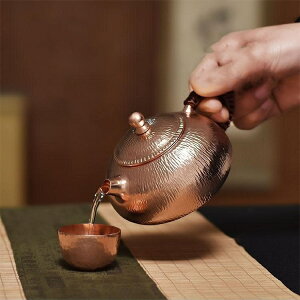 煎茶道具 350ML 急須 ティーポットポット 煎茶 玉露 日本煎茶 手作りの厚手把 中国 茶道具 功夫茶 ウーロン茶 ハンドメイド 手打ち 純銅 健康 おしゃれ ギフト プレゼント