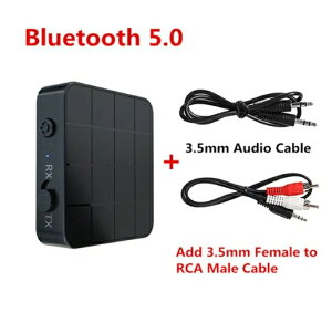 Bluetooth 5.0 I[fBIV[o[gX~b^[ 2 IN 1 RCA 3.5 ~[g AUX WbN USB hOXeICXA_v^[Ԃ̃er PC wbhtH