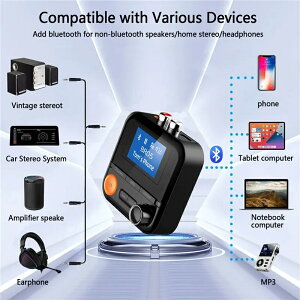 2 In 1 Bluetooth 5.2 I[fBIgX~b^[V[o[ 5 EQ [h 3.5mm AUX RCA WbNXeICXA_v^[ TV PC J[LbgXs[J[p