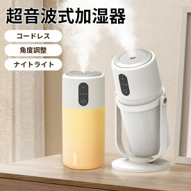 ★先着順！クーポンで1880円★ 加湿器 超音波式 卓上加湿器 超静音 300ml 大容量 マイナスイオン 2段階加湿モード 超微細ミスト 保湿 車載 Type-C充電式 ミニ 乾燥 花粉症 霧 おしゃれ プレゼント 車用 寝室 省エネ お手入れ簡単 オフィス 次亜塩素酸水対応
