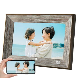 【5倍ポイント 4/24 20:00開始 KODAK・1年保証】wifi デジタルフォトフレーム 10インチ 鮮明な画質 遠隔転送 写真 動画再生 省エネ タイマー機能 16GB内蔵 SDカード USBメモリー対応 壁掛け可 BGMスライドショー 電子アルバム カレンダースライドショー