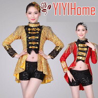 6サイズ　ジャズ ダンス 衣装 スパンコール 燕尾服 レディース 舞台 ステージ衣装 魔術師 マジシャン衣装…