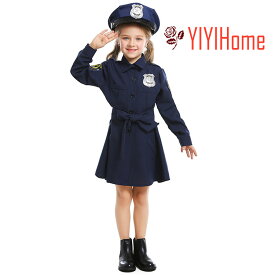 子供 制服 長袖 定番 衣装 仮装 コスプレ ハロウィン Halloween ミニスカポリス kids キッズ警官 CA ポリス　コスチューム　 警察官　ジュニア　女の子　ネイビー