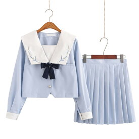【送料無料】セーラー服 3点セット女子高校 コスプレ 上下セット 長袖セット 半袖セット スカート プリーツスカート 大きいサイズあり ミニスカート スクール 制服 女子高生 高校生 学生服 文化祭 学園祭 コスプレ ハロウィン 仮装 コスチューム　 人気JK制服