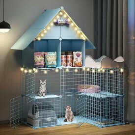 2025 父の日ペットケージ キャットケージ 2段 ステップ台 ジョイント式 猫ケージ 猫 キャット 軽量 ケージ ペット ゲージ 犬小屋 ペット