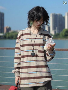 メンズ ファッション 春夏 秋冬 かっこいい オシャレ モテ 男性用 紳士服 服 韓国 シンプル 大人 和風 レトロ ラウンドネック カラー ブロック ストライプ スウェットシャツ ゆったり 綿 長袖