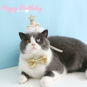 おすすめ 犬 猫 ペット グッズ かわいい おしゃれ 首輪 装飾 ペット 誕生日 レース 星 立体 帽子 スパンコール 蝶ネクタイ リボン パーティー セット バースデー キラキラ お祝い