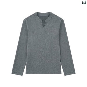 メンズ ファッション 春夏 秋冬 かっこいい オシャレ モテ 男性用 紳士服 服 韓国 シンプル 大人 春秋 男性用 アメリカンワッフル Vネッ 長袖 T シャツ ニット レイヤリング シャツ T シャツ