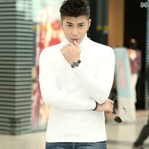 メンズ ファッション 春夏 秋冬 かっこいい オシャレ モテ 男性用 紳士服 服 韓国 シンプル 大人 ハイネック レイヤリング シャツ スリム コットン タイト 長袖 T シャツ 無地 下着 服