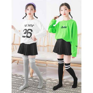 靴下 キッズ 女の子 子供 ソックス 春夏 薄手 ハイソックス リブ 無地 スクールソックス A類 コットン 90-170cm ブラック ホワイト グレー