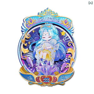 冷蔵庫用マグネット レディース かわいい 水瓶座 双魚座 星座モチーフ アルミ箔 木製 磁石式 贈り物 ギフト(x10)