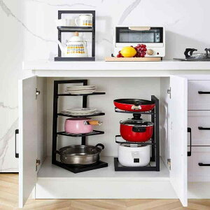 キッチン収納ラック レディース メンズ 鍋置きスタンド 多層 201ステンレス製 ブラック 大容量 調理器具収納 整理棚 スパイスラック